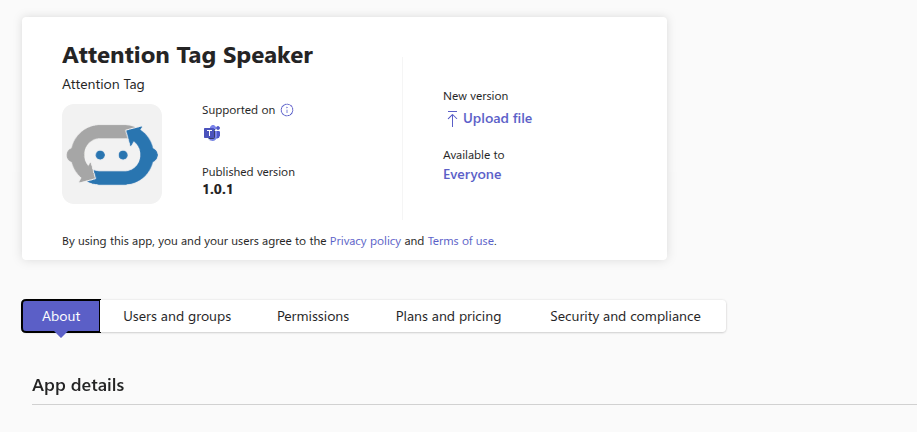 Attention Tag Speaker app page